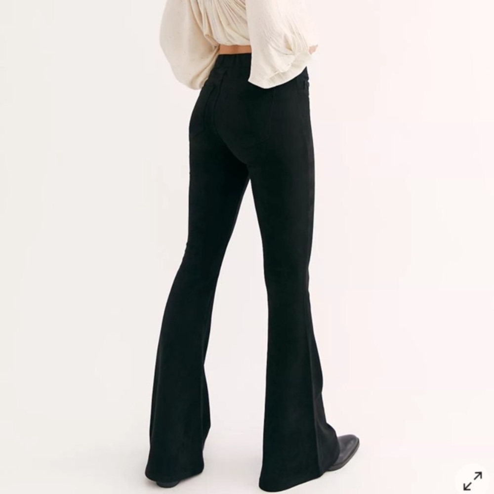 ❌SOLD❌NWT free people black vegan leather suede flares